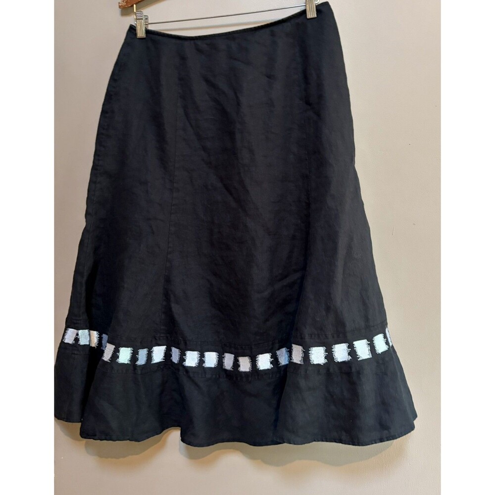 Minuet 100% Linen Black Skirt Size 8 US Size 14 UK Lined Classic Preppy Office